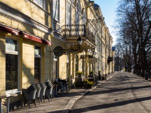 Turku, Finland - April 30, 2016: Architecture and shadows in the Center of Turku in Finland